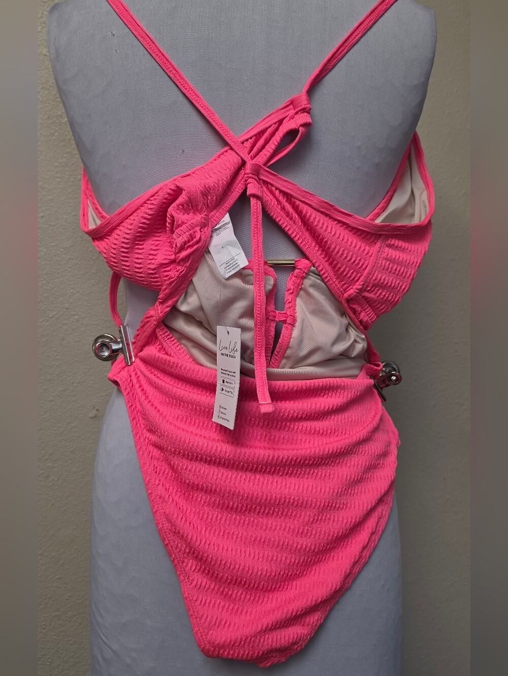 Cupshe Bright Pink One-Piece Swimsuit with V-Plunge - Picture 6 of 9